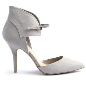 Wild Diva Shoes - Lovey Grey Pointed Toe Ankle Strap Cuff Heels Wild Diva Shoes - Lovey Grey Pointed Toe Ankle Strap Cuff Heels